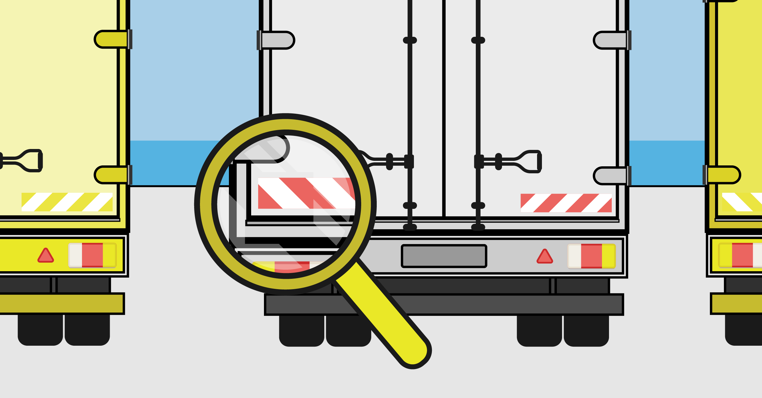 Magnifying glass over truck