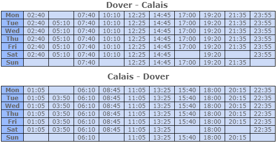 dover - calais schedule