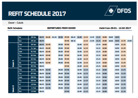 DFDS refit schedule 2017