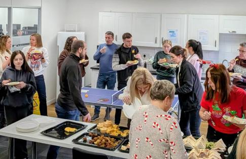 Christmas celebrations in the office kitchen
